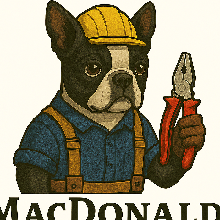 MacDonald Electric mascot — bulldog electrician